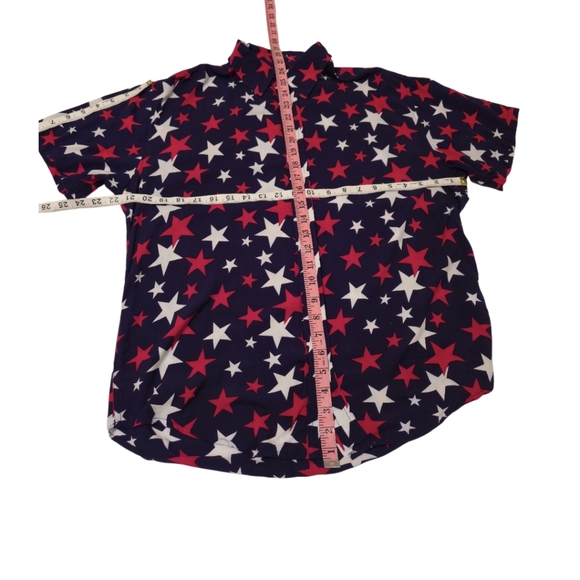 EIGTH AVENUE Mens Casual Red White And Blue Stars Button Down Shirt Size Large - Picture 7 of 10
